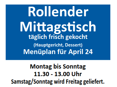 Menueplan - Rollender Mittagstisch